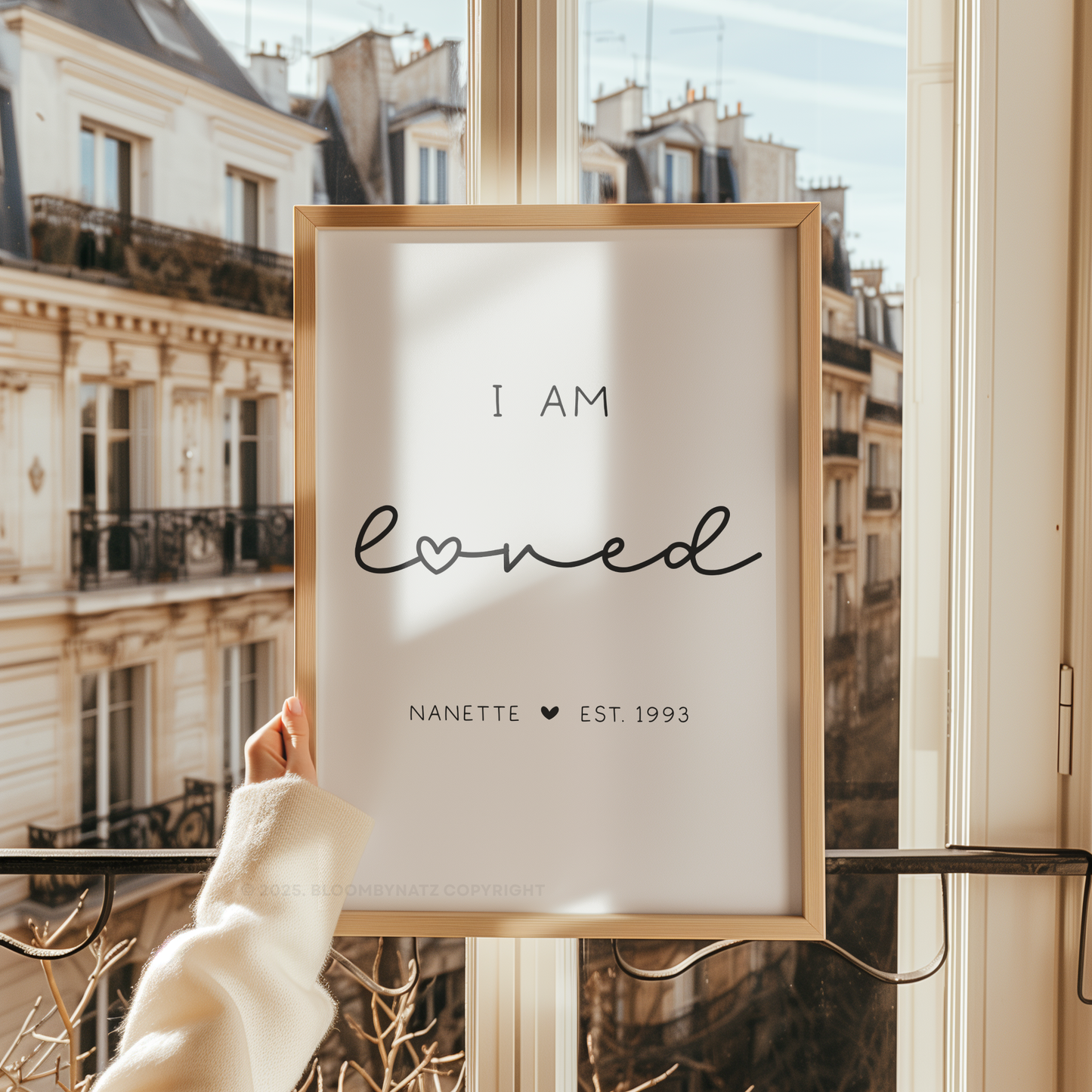 I Am Loved with Heart Personalized Digital Wall Art