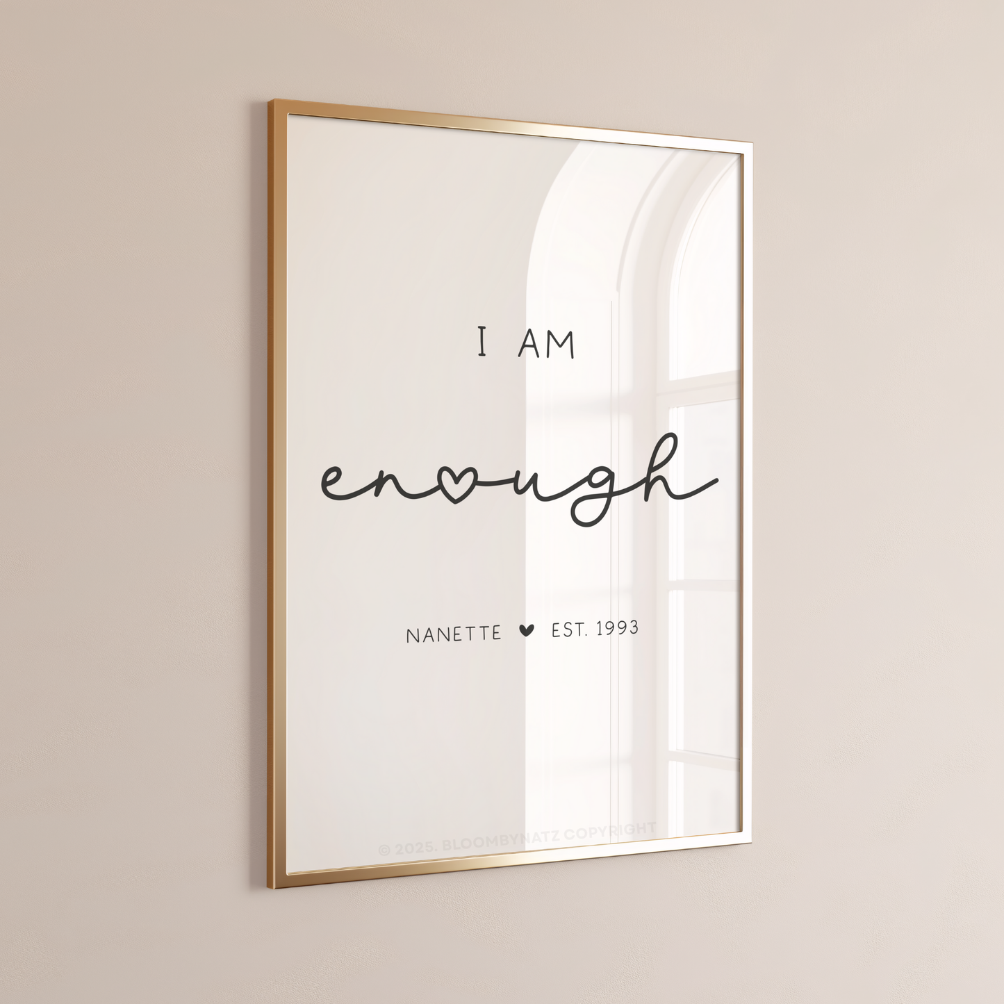 I Am Enough with Heart Personalized Digital Wall Art