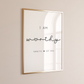 I Am Worthy with Heart Personalized Digital Wall Art