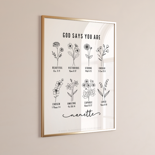 God Says You Are – Personalized Bible Verse Wall Art