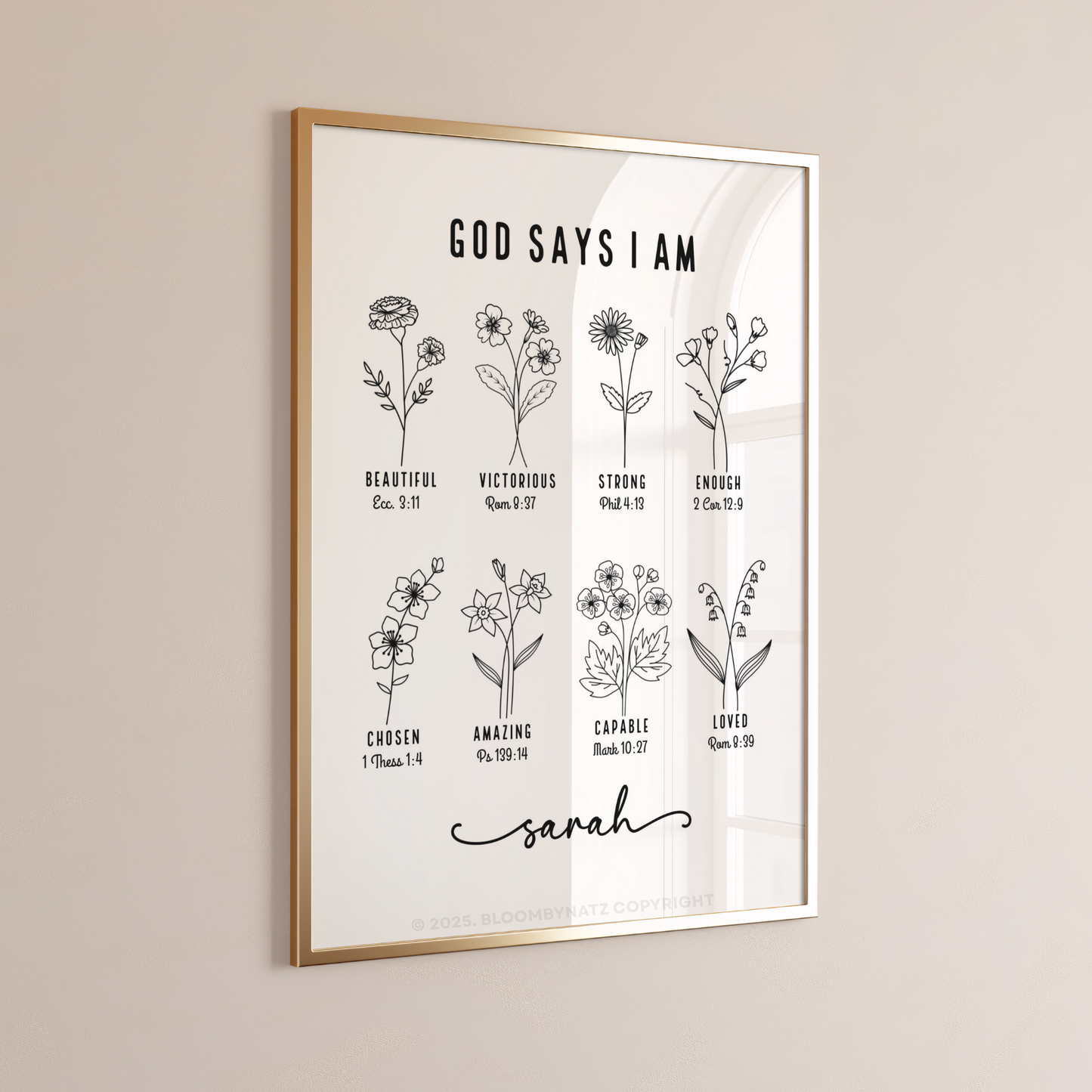 God Says I am – Personalized Bible Verse Wall Art
