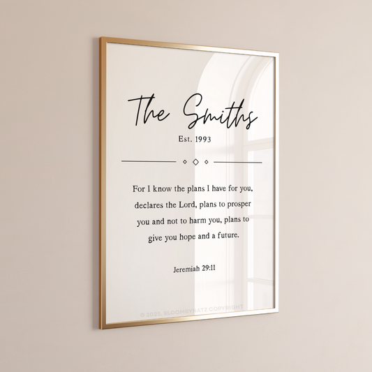 Personalized Family Name Scripture Wall Art – Jeremiah 29:11
