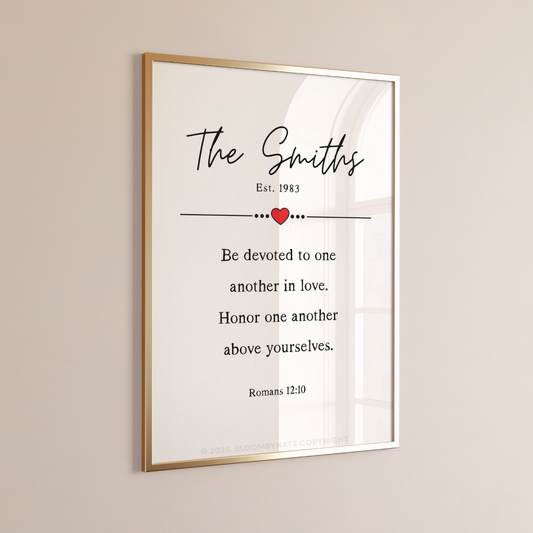 Personalized Christian Wall Art – Romans 12:10