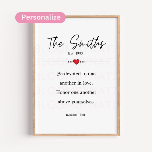 Personalized Christian Wall Art – Romans 12:10