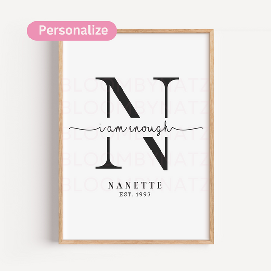 Personalized  I Am Enough Digital Wall Art